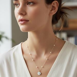 Designer Camelia Flower Pendant Necklace